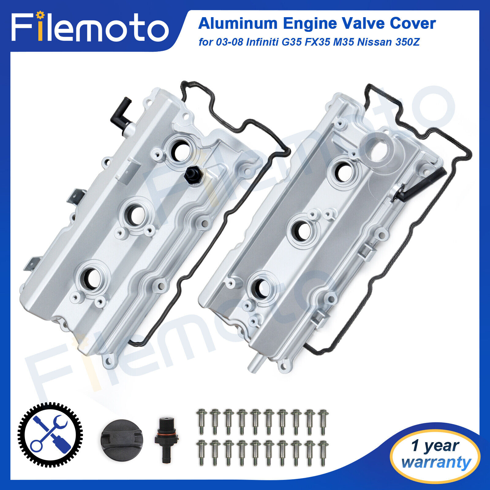 Aluminum Engine Valve Cover w/gasket for 03-08 Infiniti G35 FX35 M35 Nissan 350Z
