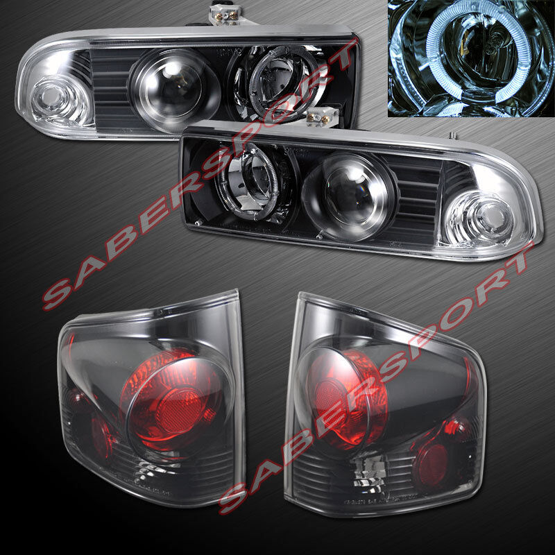 Set of Black Halo Projector Headlights + Taillights for 1998-2004 S10 Pickup