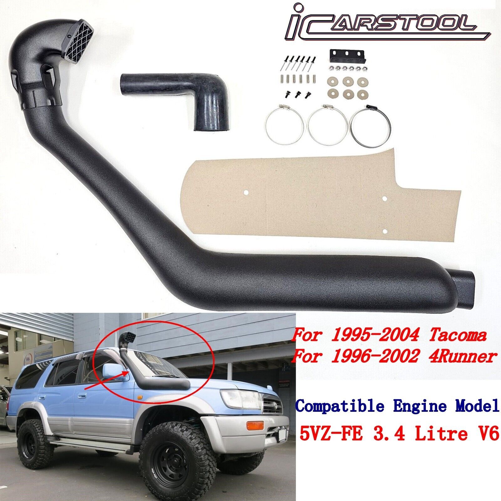 Intake Snorkel Kit For Toyota 1995-2004 Tacoma 1996-2002 4Runner 3.4L V6 Offroad