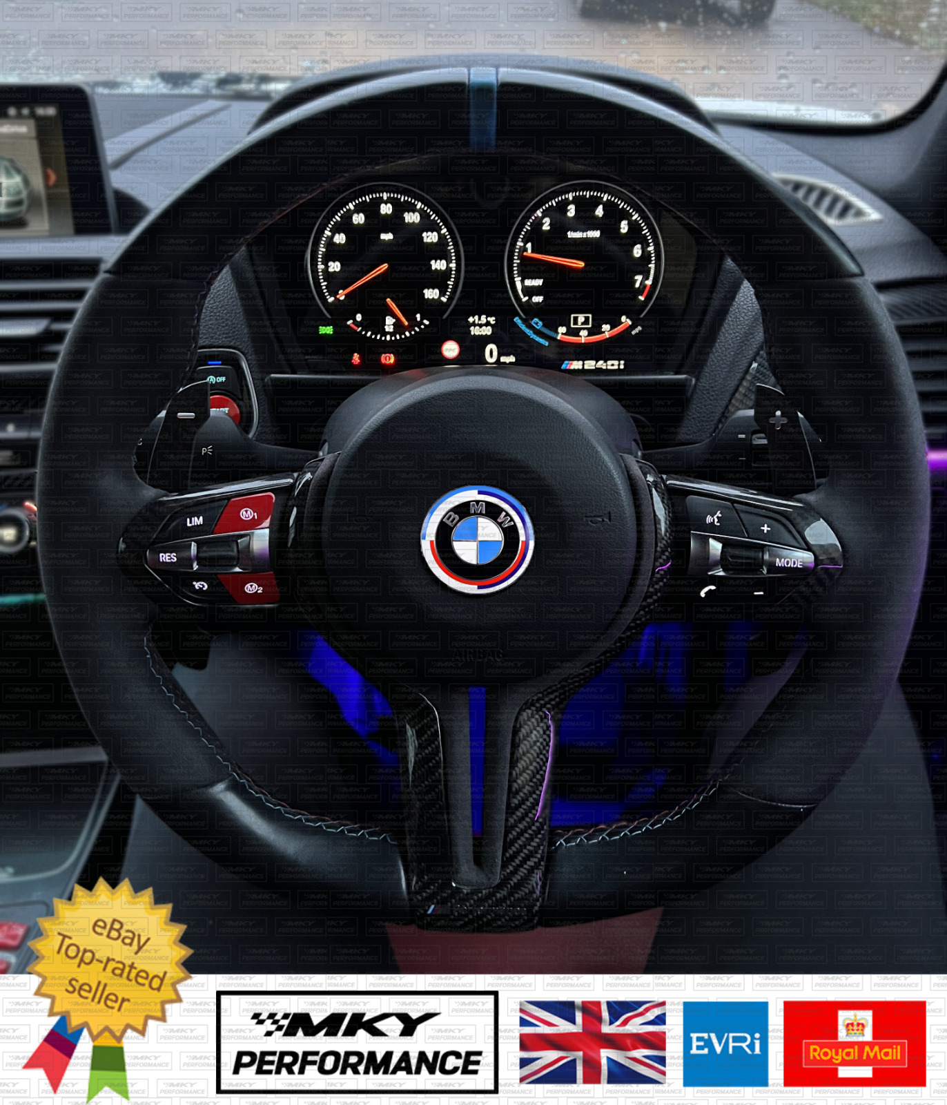 45mm BMW 50th Year Anniversary Steering Wheel Badge M140i M2 M3 M4 F20 F30 F80
