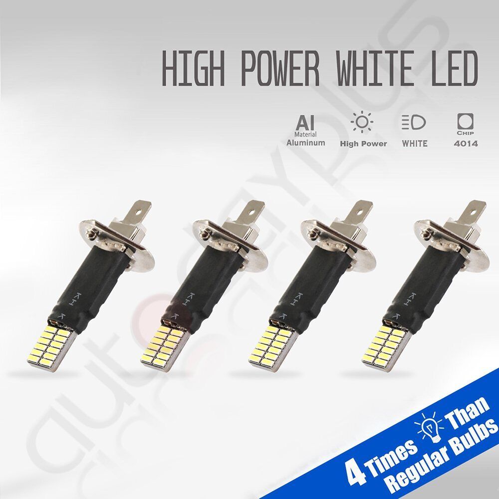 4x White H1 LED Headlight High Low Beam Light SMD Bulbs Vehicle Lamp 100W