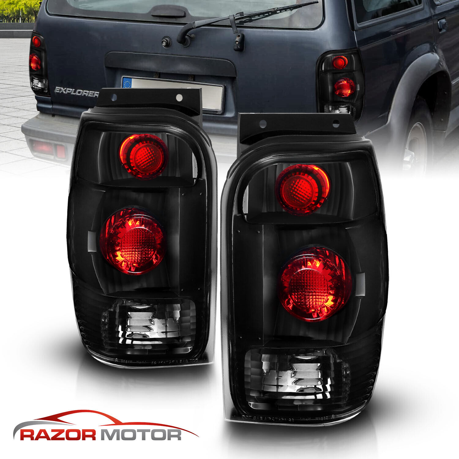 1998-2001 For Ford EXPLORER MOUNTAINEER ALTEZZA Style Tail Lights Black Smoke