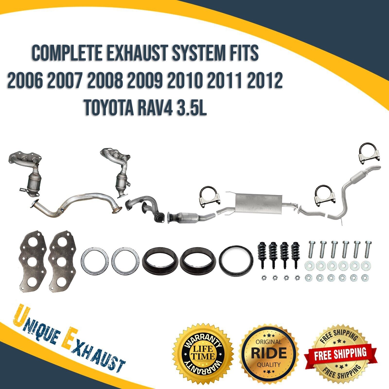 Complete Exhaust System Fits 2006 2007 2008 2009 2010 2011 2012 Toyota RAV4 3.5L