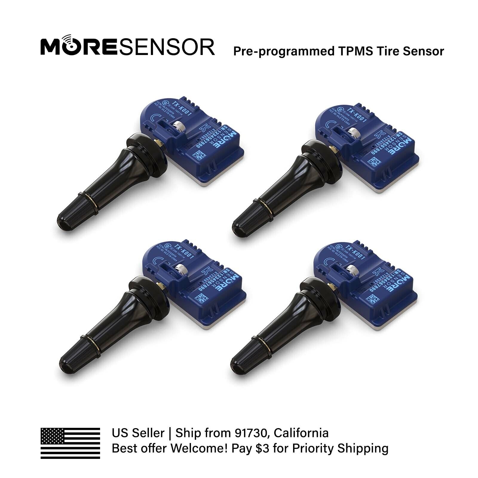 4PC 433MHz MORESENSOR TPMS Snap-in Tire Sensor for 16-21 VOLVO XC90 31362304