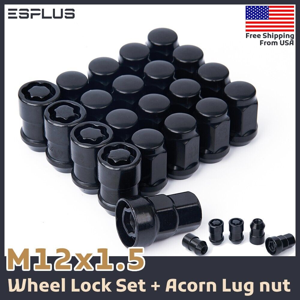 24 Pc Isuzu Wheel Lock M12x1.5 Black Fit Amigo/Ascender/I-Serise/Pickup/Trooper