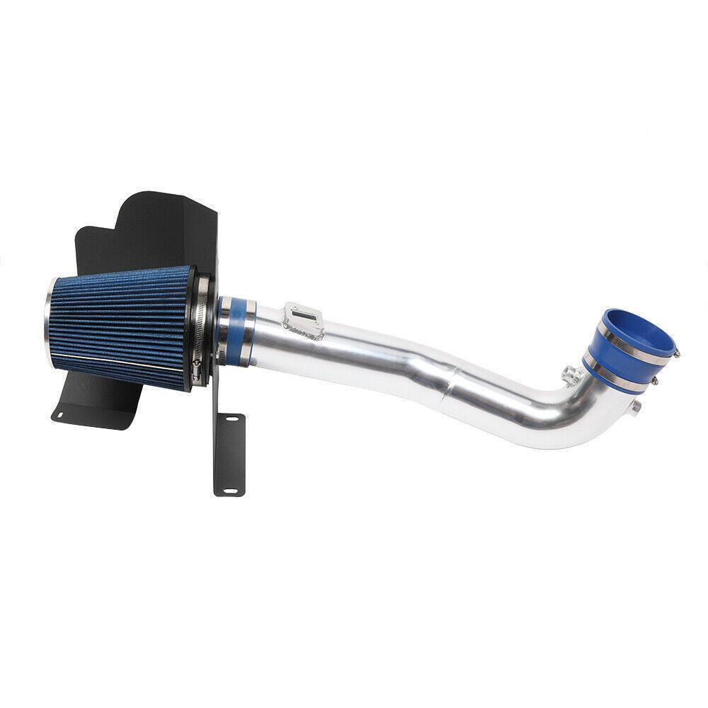 Blue Cold Air Intake Kit + Heat Shield For GMC 14-19 Sierra 1500 5.3L 6.2L V8