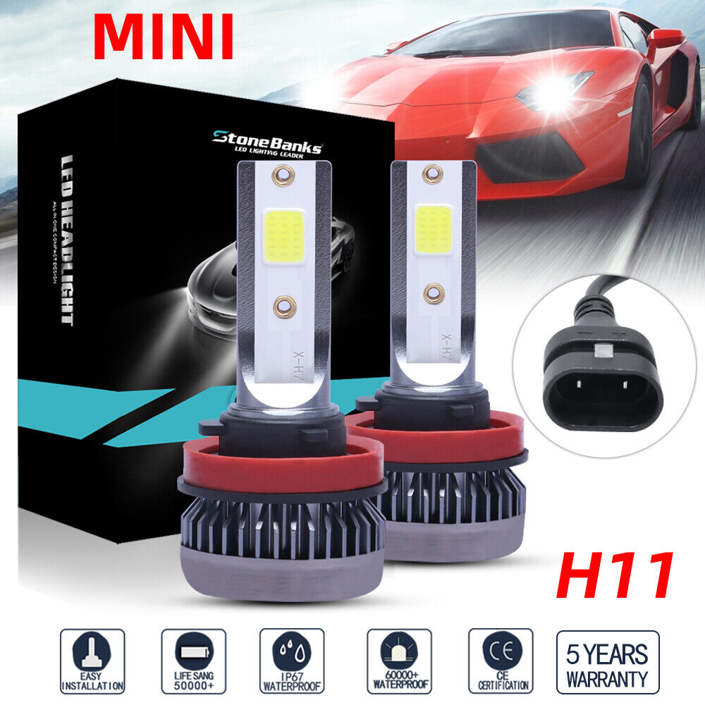 2x H11 H9 H8 LED Headlight Bulb Kit High Low Beam Fog Light 100W 6000K 16000LM