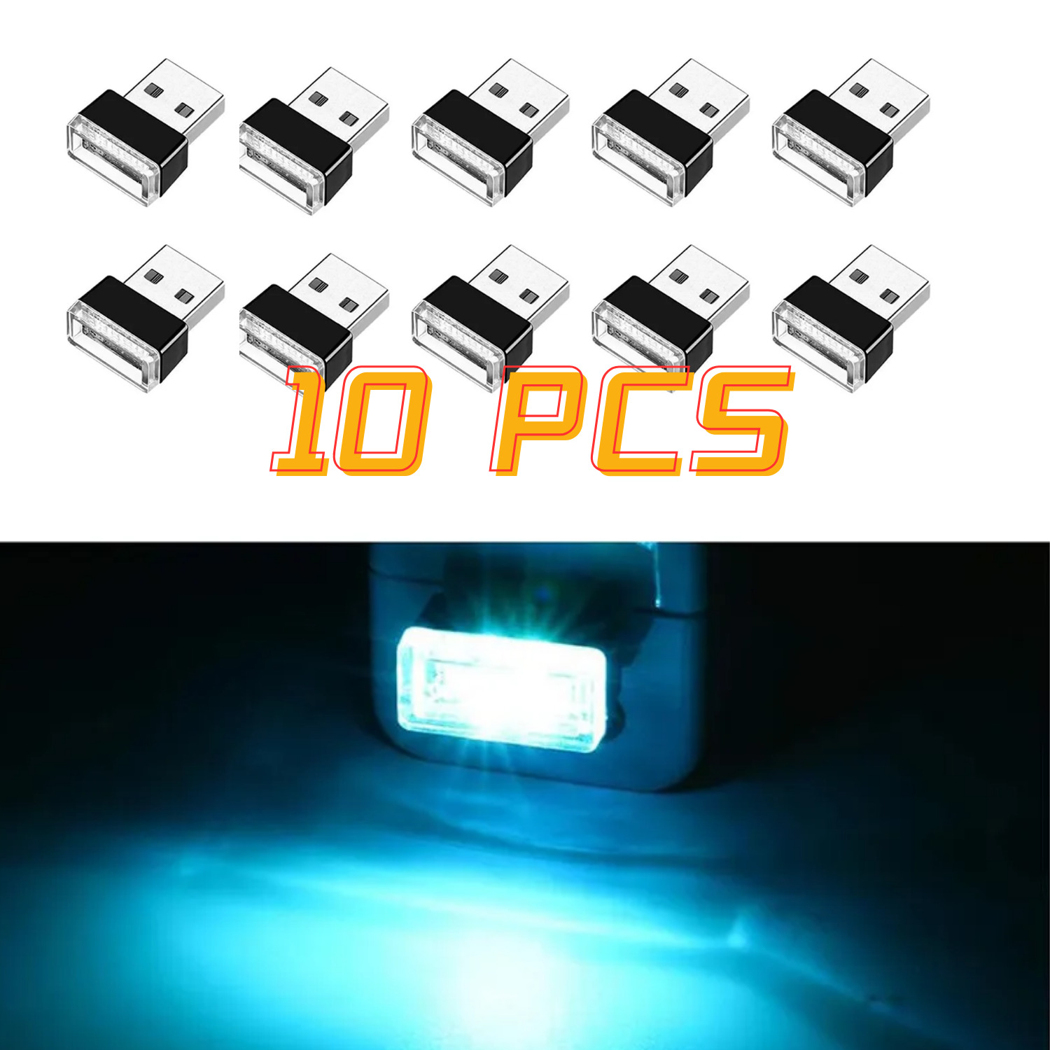 10PCS USB LED Mini Car Light Neon Atmosphere Ambient Bright Lamp Light