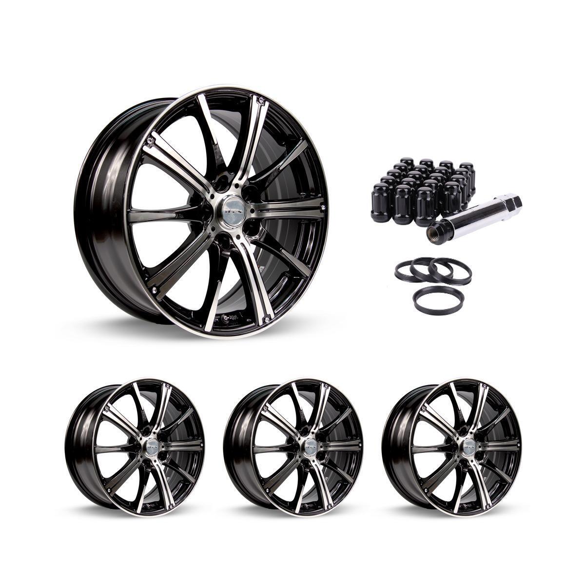 Wheel Rims Set with Black Lug Nuts Kit for 00-02 Chevrolet Prizm P810204 15 inch