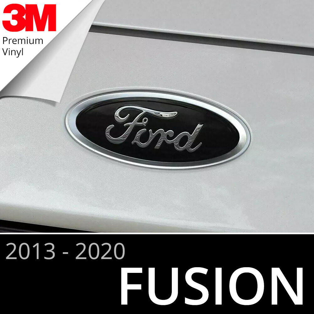 2013-2020 Ford Fusion Logo Emblem Insert Overlay Decal Set (Glossy Black)