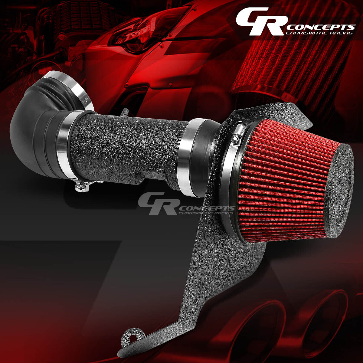 WRINKLE FINISH AIR INTAKE + HEAT SHIELD FOR 06-07 6.0L V8 LS2 CADILLAC CTS-V
