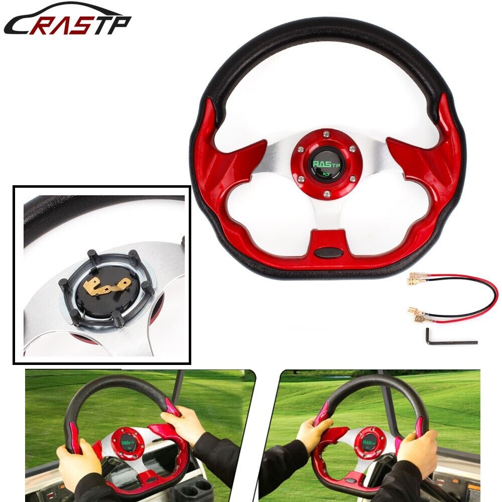 Golf Cart Steering Wheel for EZGO TXT RXV Club Car DS Yamaha Red 13 inch