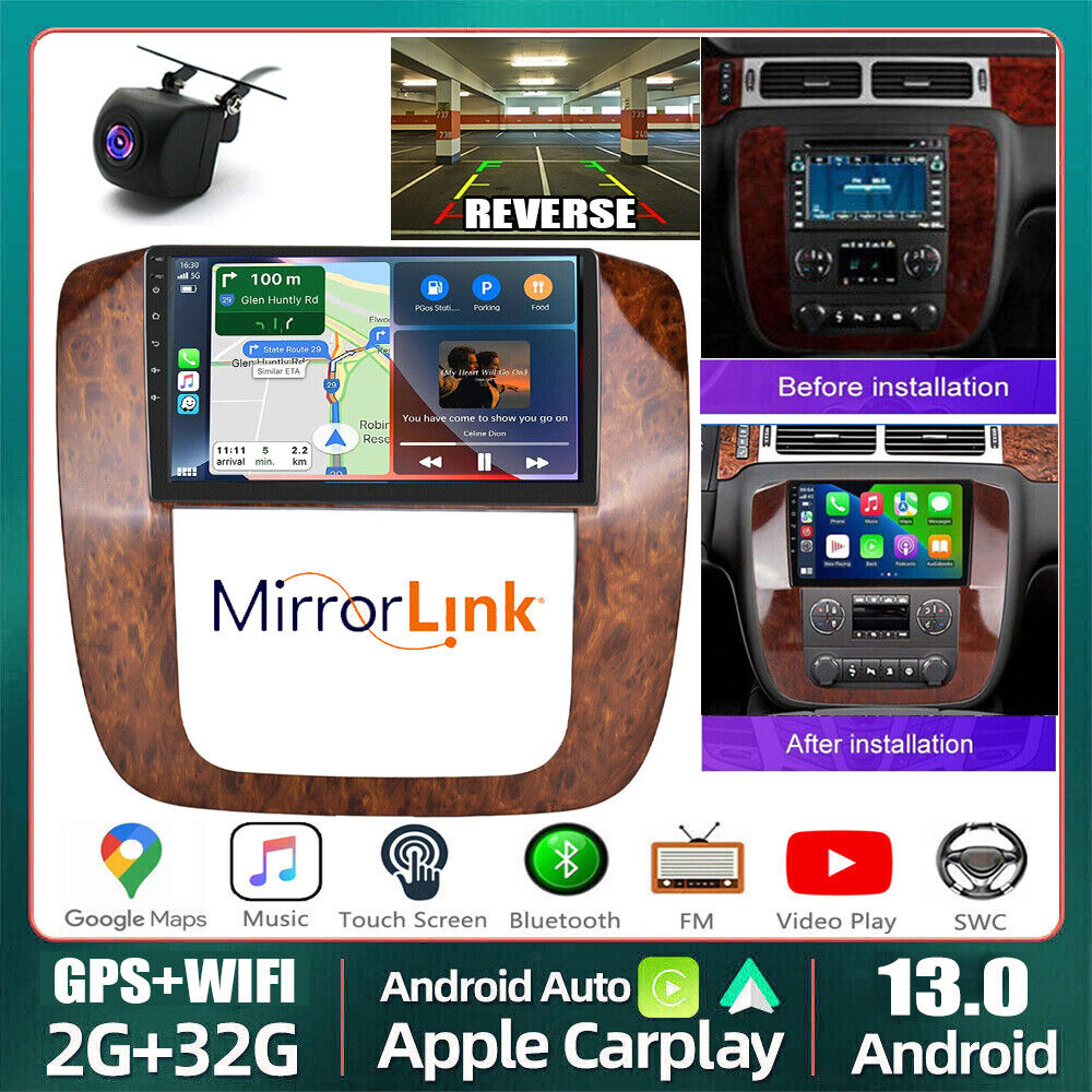 For GMC Yukon Chevy Tahoe Suburban Apple Carplay Car Stereo Radio GPS Android 13