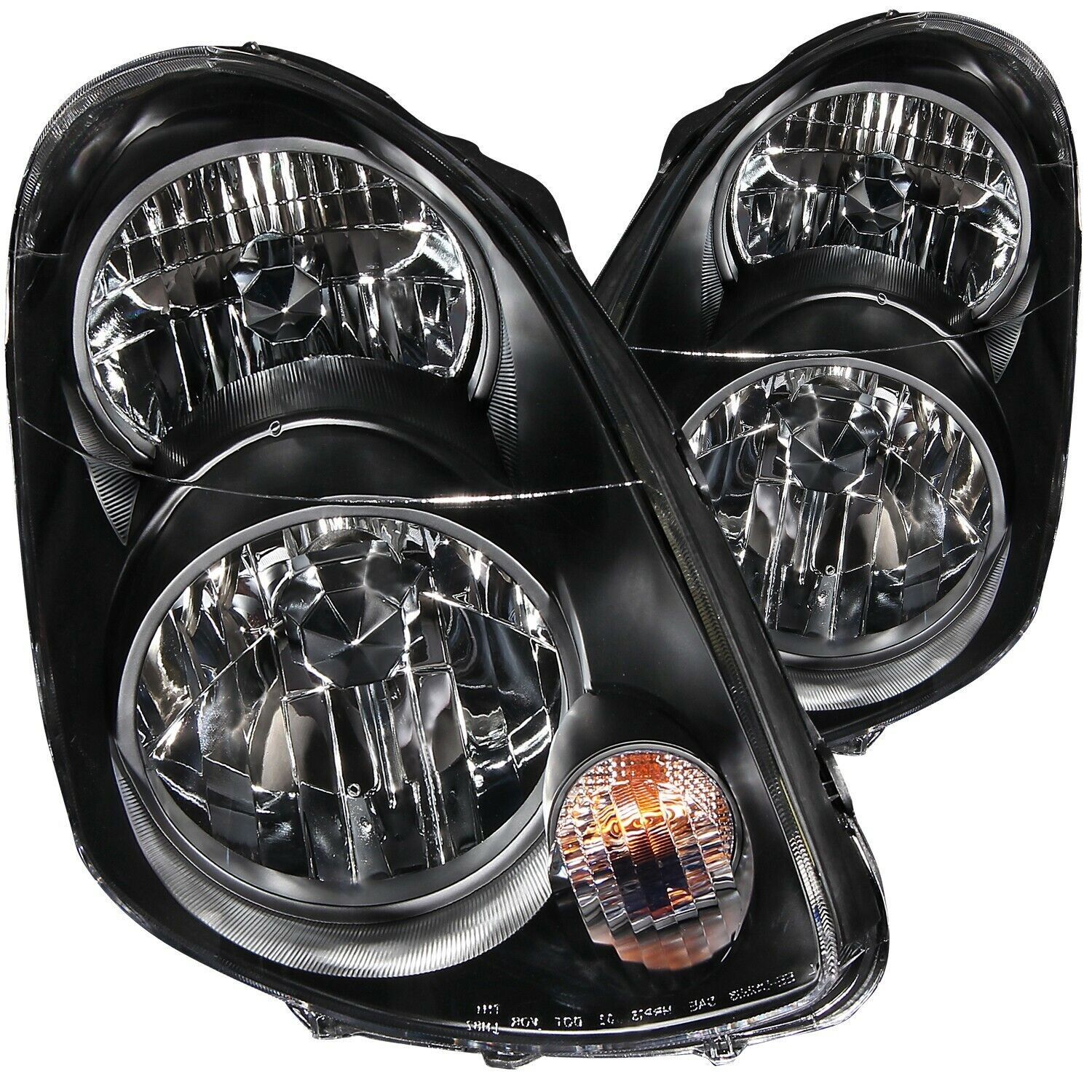 Pair Black Housing Halogen Ver. Headlights for 2003-2004 Infiniti G35 4dr Sedan