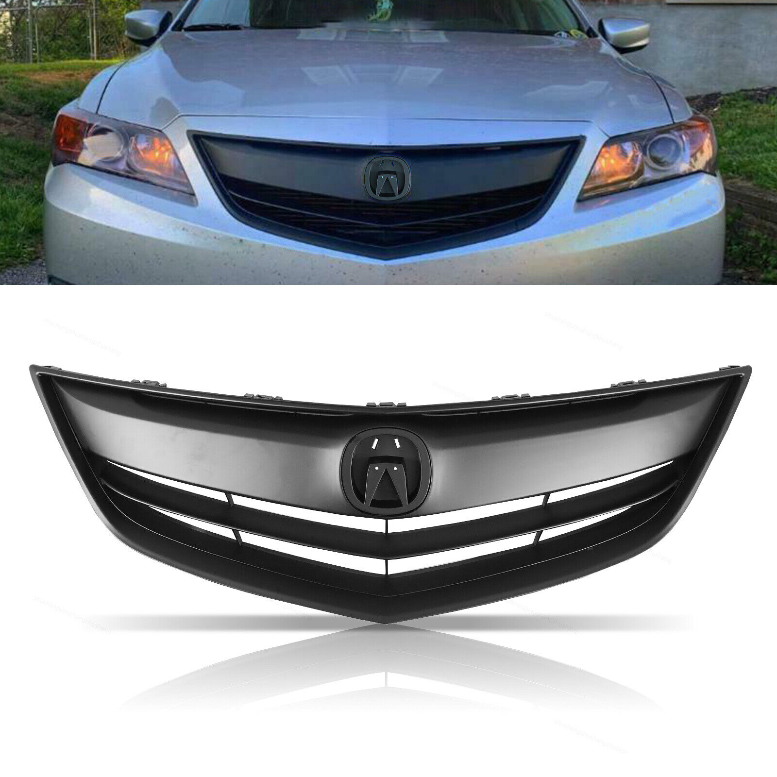 FIt 2013 2014 2015 Acura ILX All Matte BLACK Grille Grill Assembly Front Upper