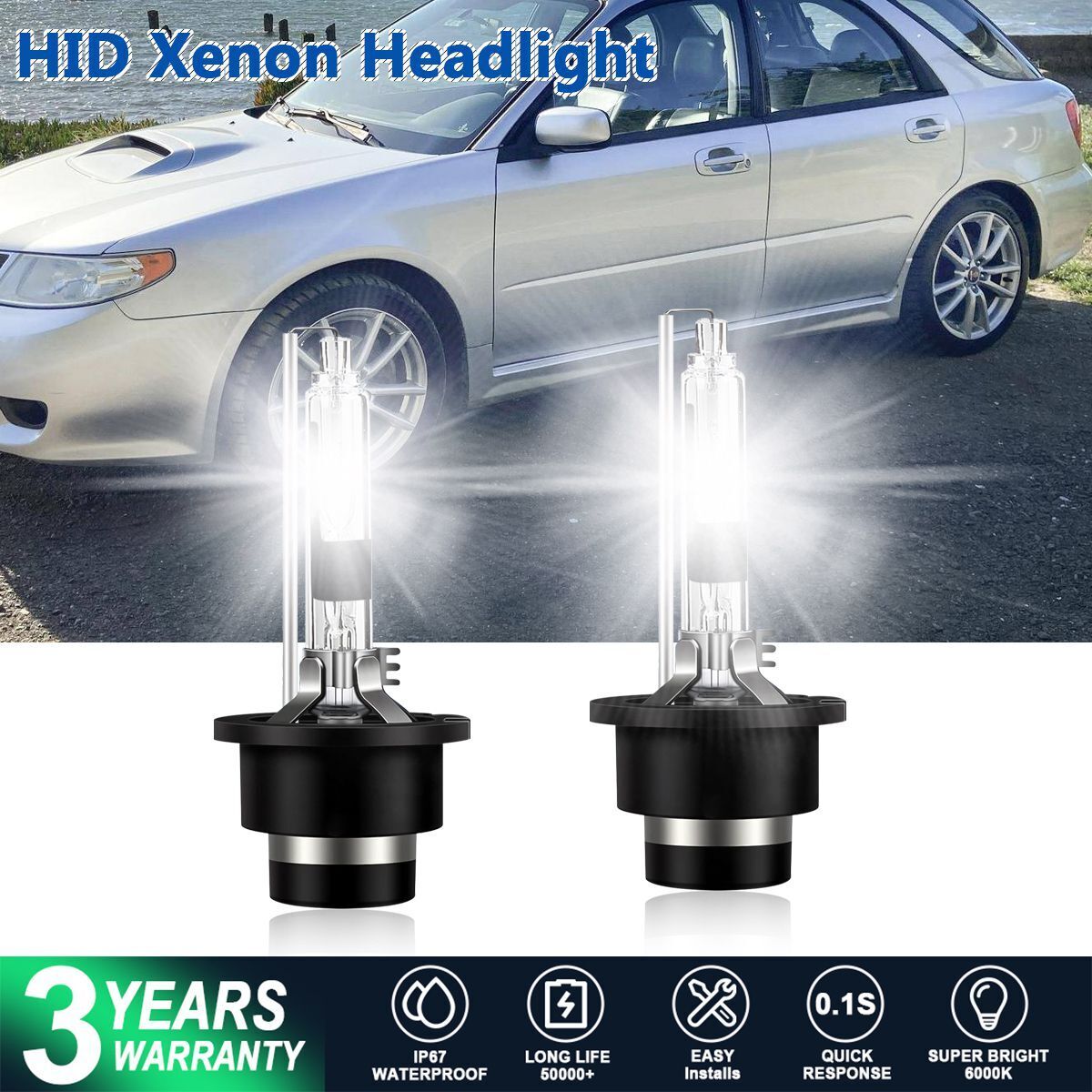 2x New D2R Xenon HID Headlight Bulbs 6000K White For Saab 9-2X 2005-2006