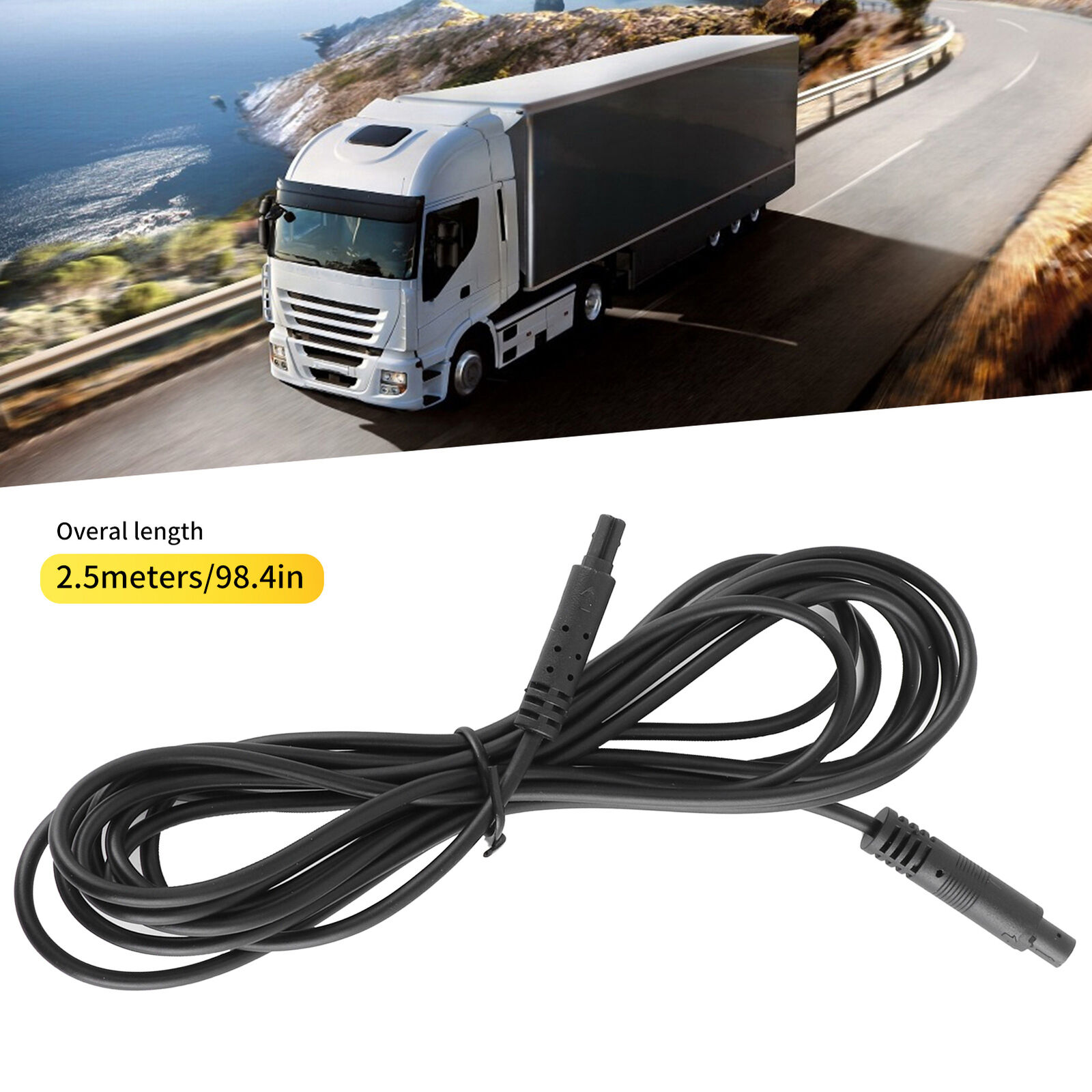 ・2.5m 4Pin Car Dash Cam Extension Cable Rear View Backup Camera Wire for 12V 24V