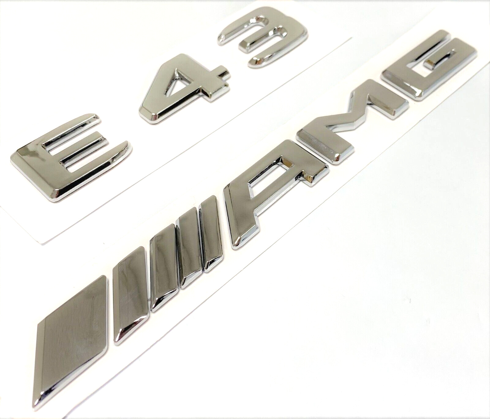 #2 E43 + AMG CHROME FIT MERCEDES REAR TRUNK EMBLEM BADGE NAMEPLATE DECAL NUMBERS