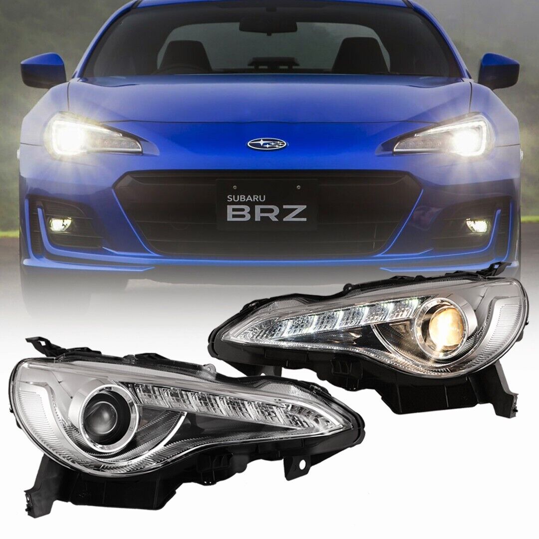 LED Headlights for 2013-2016 Scion FR-S Subaru BRZ Projector Chrome Headlamp Set