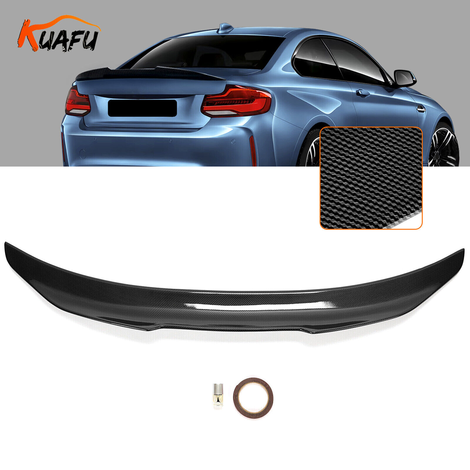 For 2014-21 BMW F87 M2 F22 Coupe PSM Type Carbon Fiber Color Trunk Spoiler Wing