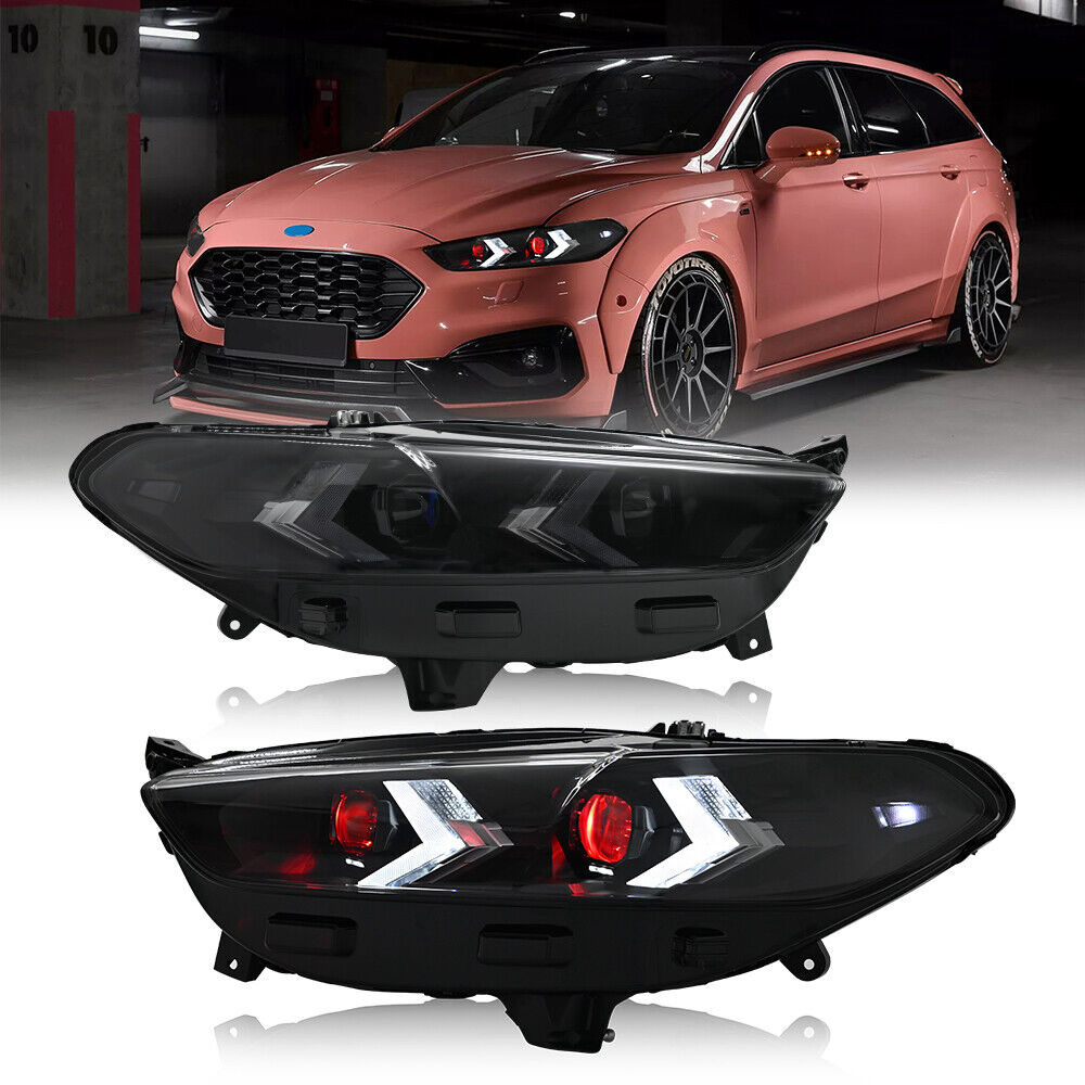 Double Beams Devil Eyes LED Headlights For Ford Fusion 2013-2016 DRL Head Lamps