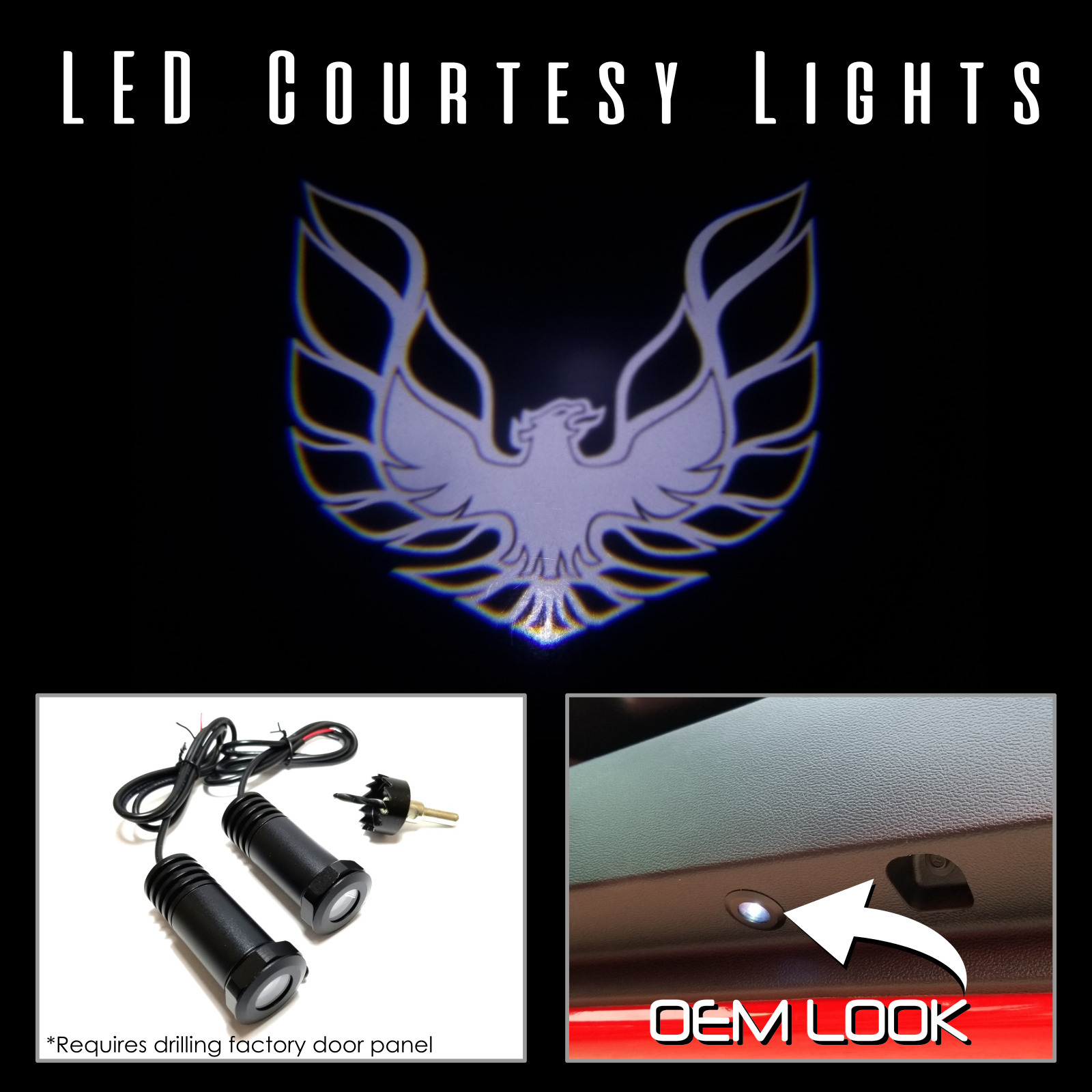 2Pc LED Courtesy Logo Door Lights Ghost Shadow Pontiac Firebird 100911 White