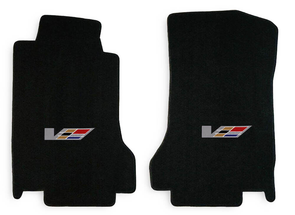 New 2004-2009 Black Carpet Floor Mats Cadillac XLR-V Embroidered Logo Pair Set 