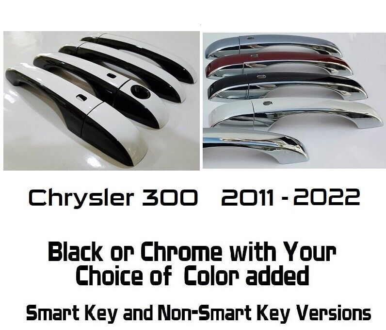 Custom Black OR Chrome Door Handle Overlays 2011-2022 Fits Chrysler 300 PICK CLR