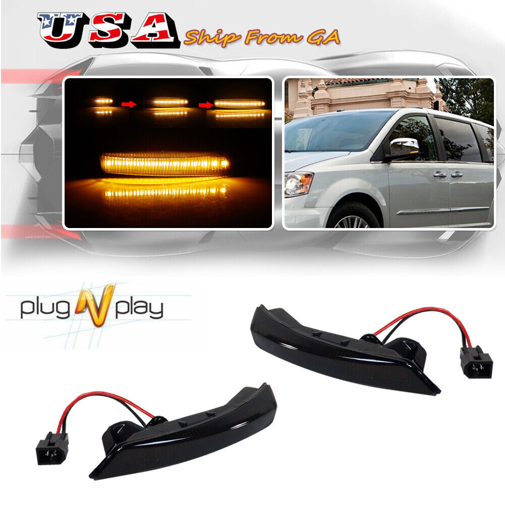 Smoked Sequential LED Side Mirror Signal Lights For Grand Caravan Town & Country