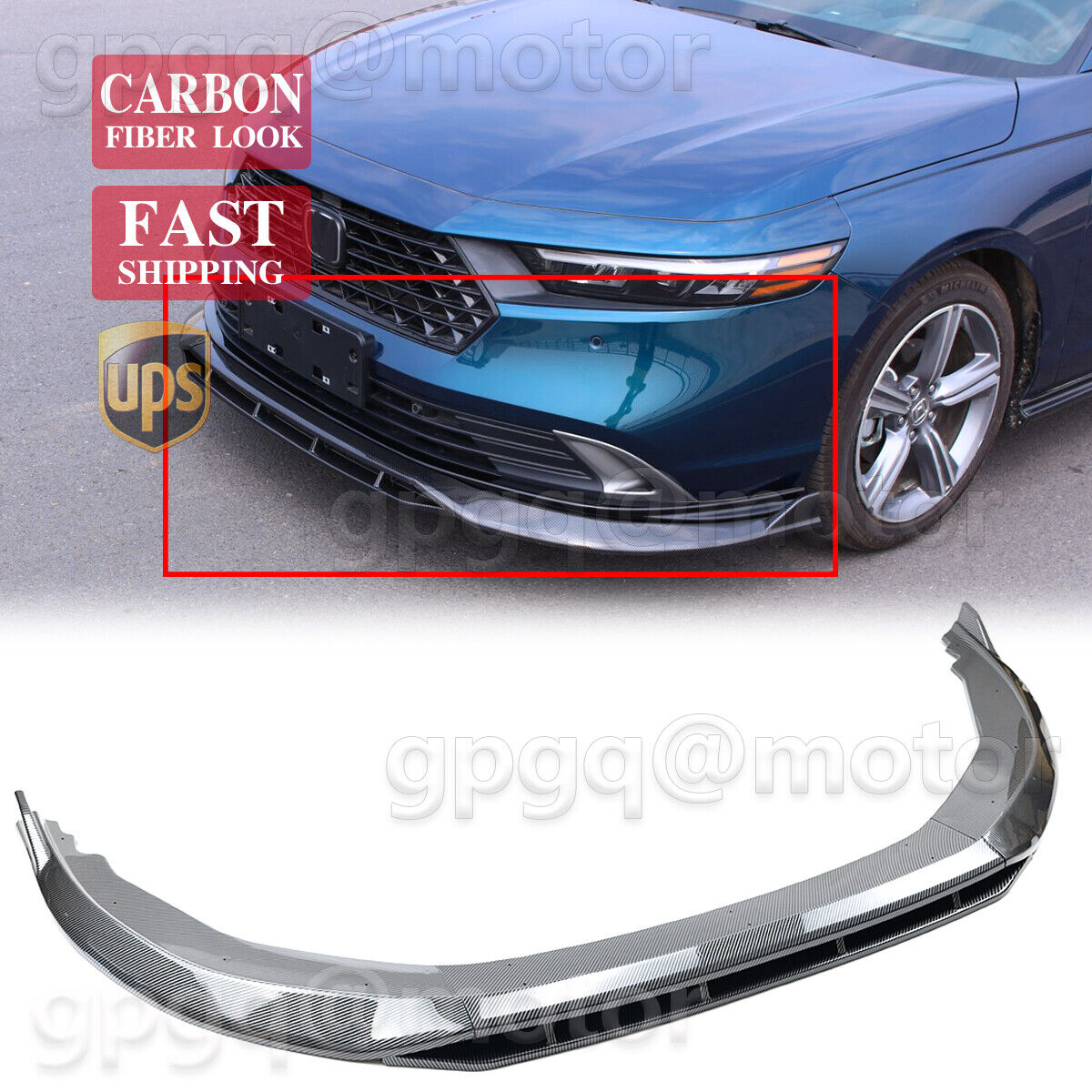 For Honda Accord 11th Gen Sport 2023 2024 Carbon Fiber Front Bumper Lip Splitter