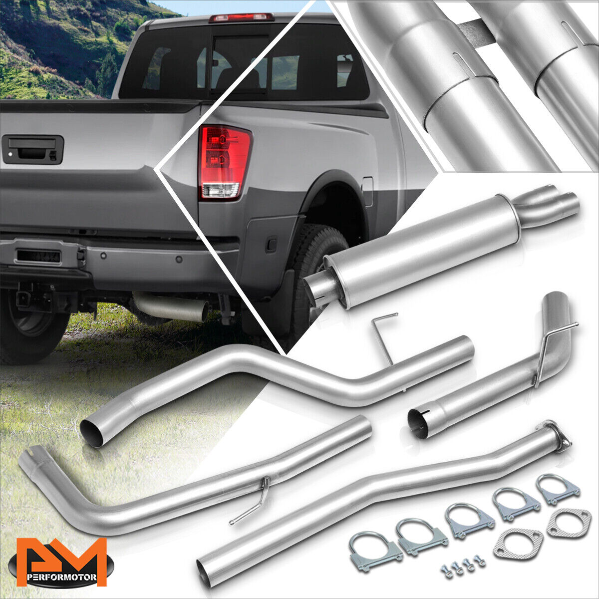 For 04-15 Titan 5.6L V8 Side Exit Stainless Steel Catback Muffler Exhaust System