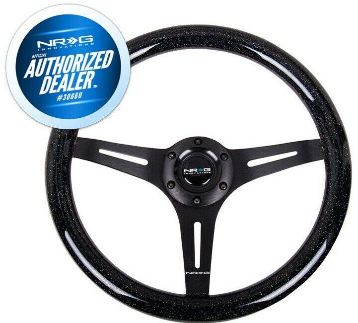 NEW NRG Wood Grain Steering Wheel 350mm Black GALAXY Black Center ST-015BK-BSB