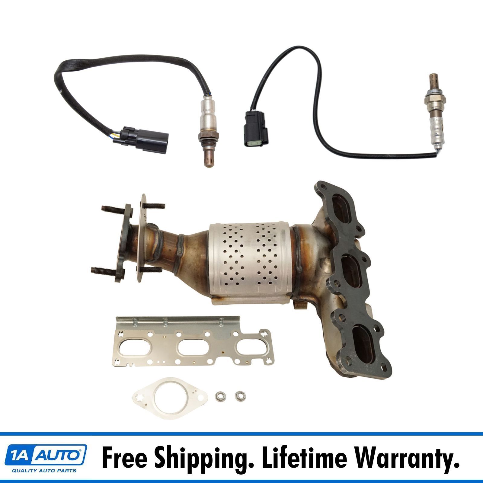 Exhaust Manifold Catalytic Converter w/ Oxygen Sensors LH Side for Ford Lincoln
