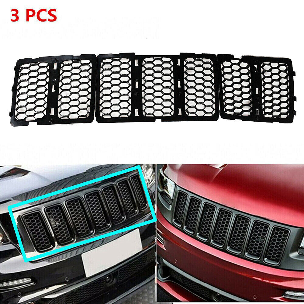 Black Mesh Grille Insert Kit Front Grill Cover For Jeep Grand Cherokee 2014-2016