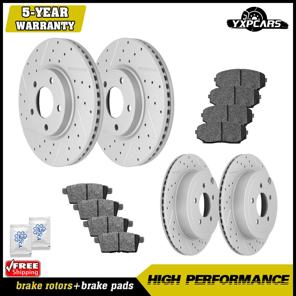 Front & Rear Disc Rotors + Brake Pads for 2007 2008 2009 Ford Edge Lincoln MKX