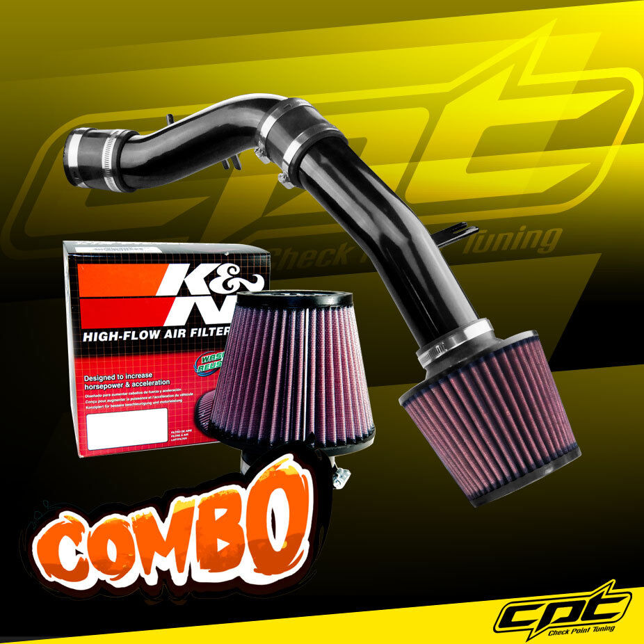 For 12-17 Accent 1.6L 4cyl Black Cold Air Intake + K&N Air Filter