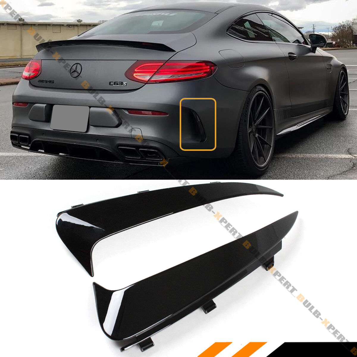 FOR 17-19 MERCEDES BENZ W205 C43 2DR COUPE REAR BUMPER SIDE VENT INSERT CANARDS