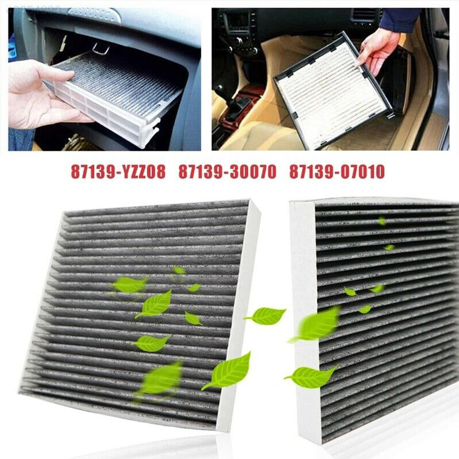 2 Pcs Activated Carbon AIR FILTER 87139-YZZ20 87139-YZZ08 For Toyota A/C CABIN