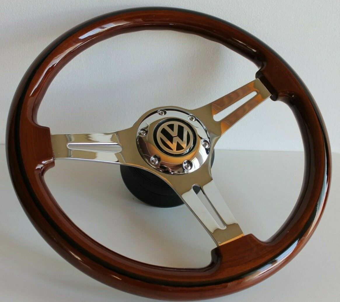 Steering Wheel Wood Chrome fits For VW Bus T4 Caravelle Transporter 96-03'