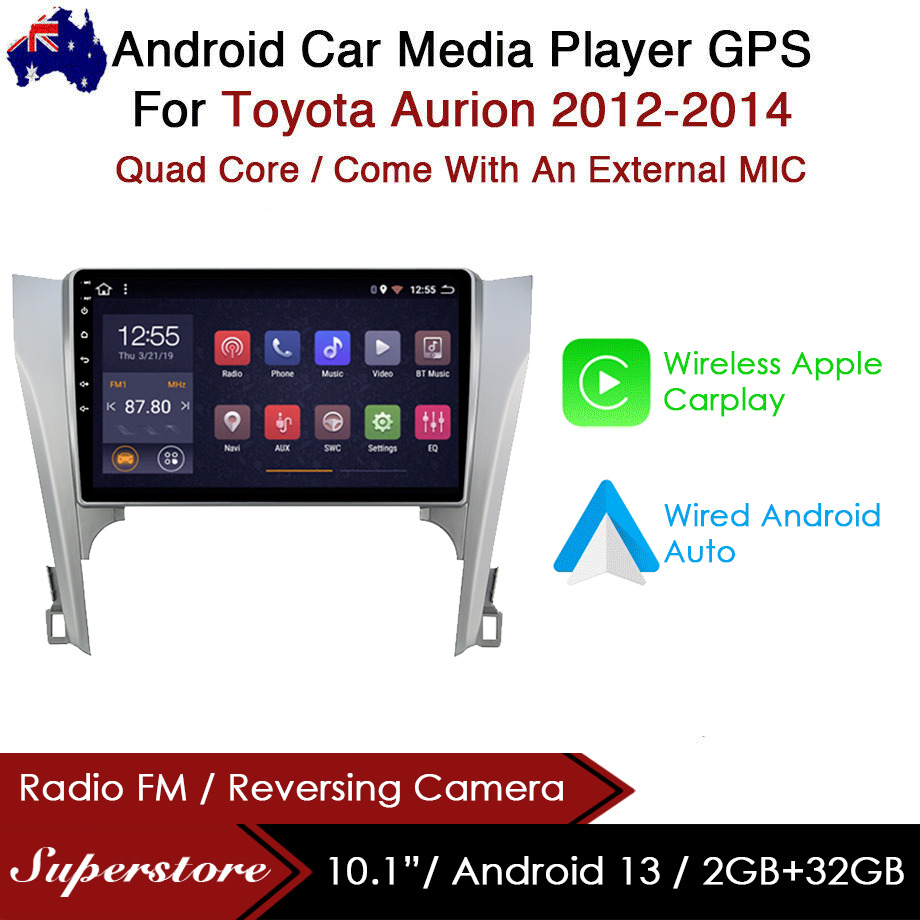 10.1” CarPlay Android 13 Auto Car Stereo GPS Head Unit For Toyota Aurion 12-14