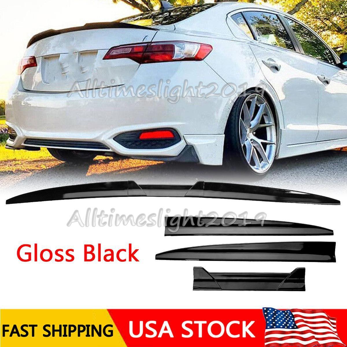 For Acura ILX 2013-2022 Adjustable Gloss Black Rear Trunk Spoiler Duck Wing Lip