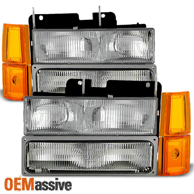 Fit 94-99 GMC C/K Pickup Suburban Sierra Headlights+Bumper+Corner Signal Lights