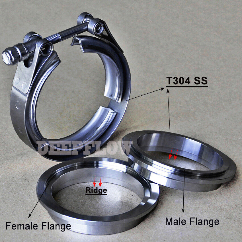 DeepFlow Exhaust Downpipe V-Band Clamp & 1.75inch Stainless Steel M/F Flange Kit