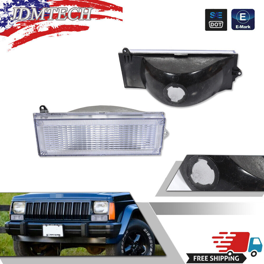 For 84-96 Jeep Cherokee & 86-92 Comanche Front Turn Signal Lights Housings Clear