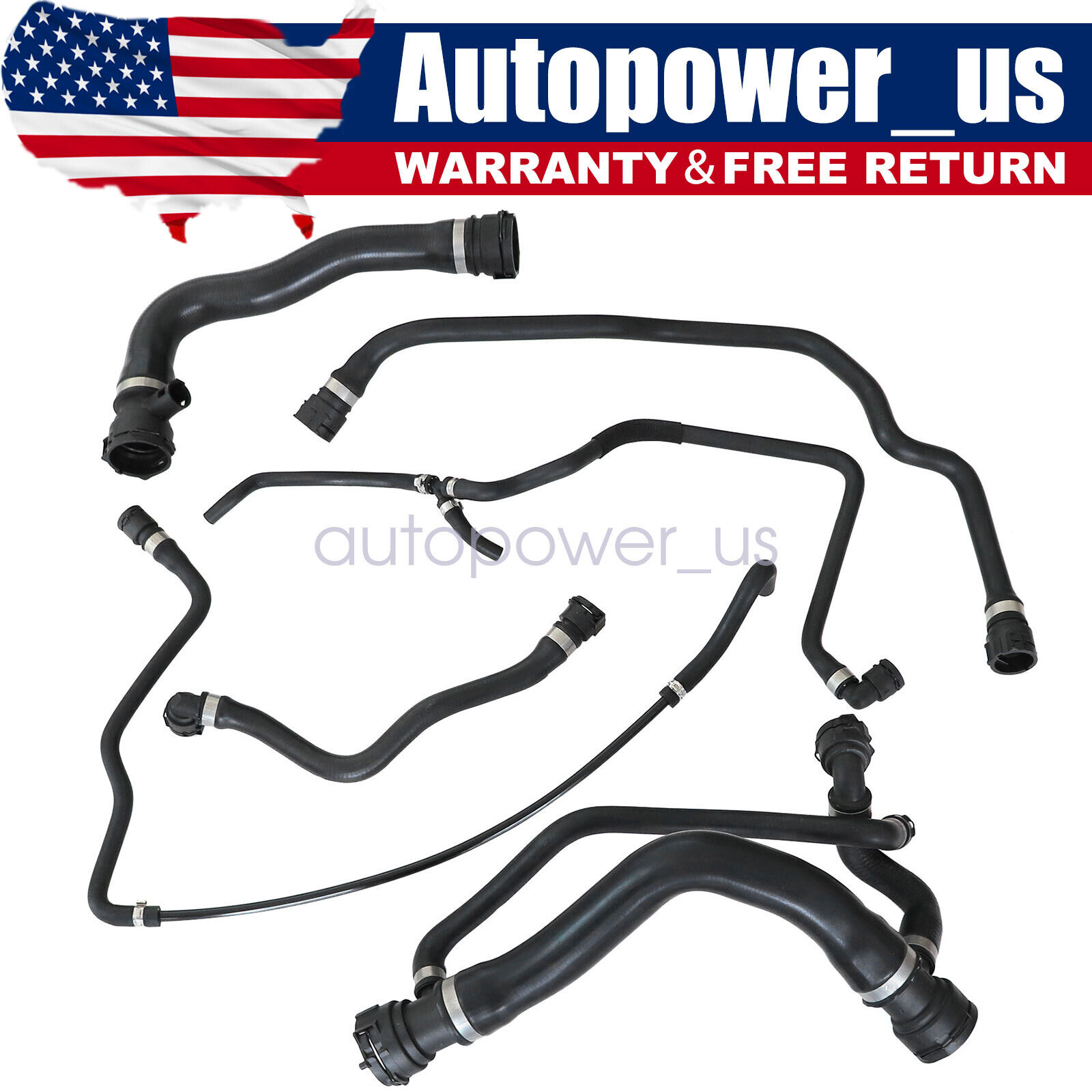 Radiator Coolant Water Hose Pipe Kit (6 Hoses) Fit 2004 2005 BMW 545i 645Ci