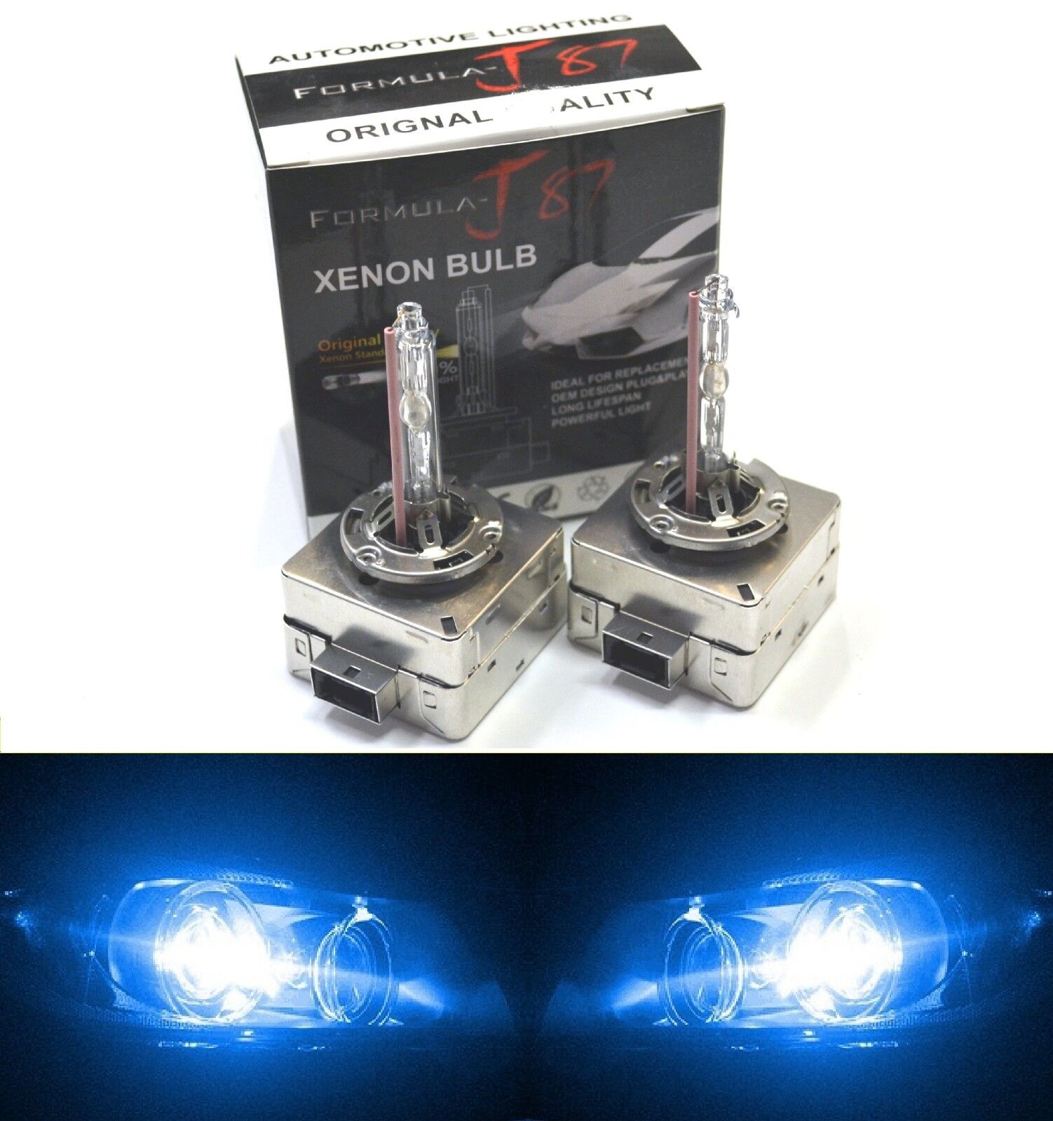 HID Xenon D3S Two Bulbs Head Light 10000K Blue Bi-Xenon Replace Lamp Low Beam