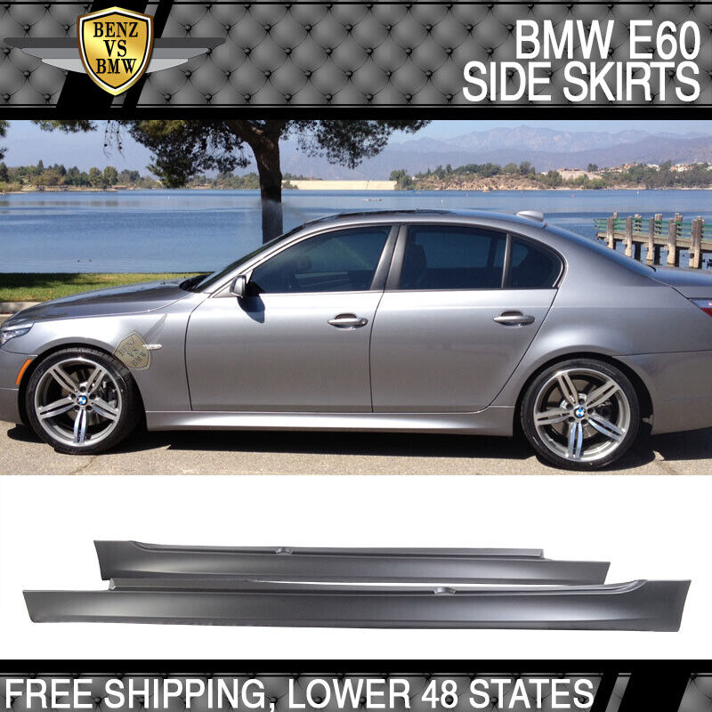 Fits 04-10 BMW E60 E61 5-Serie M5 Style PP Side Skirts Panel Extension 2PCS
