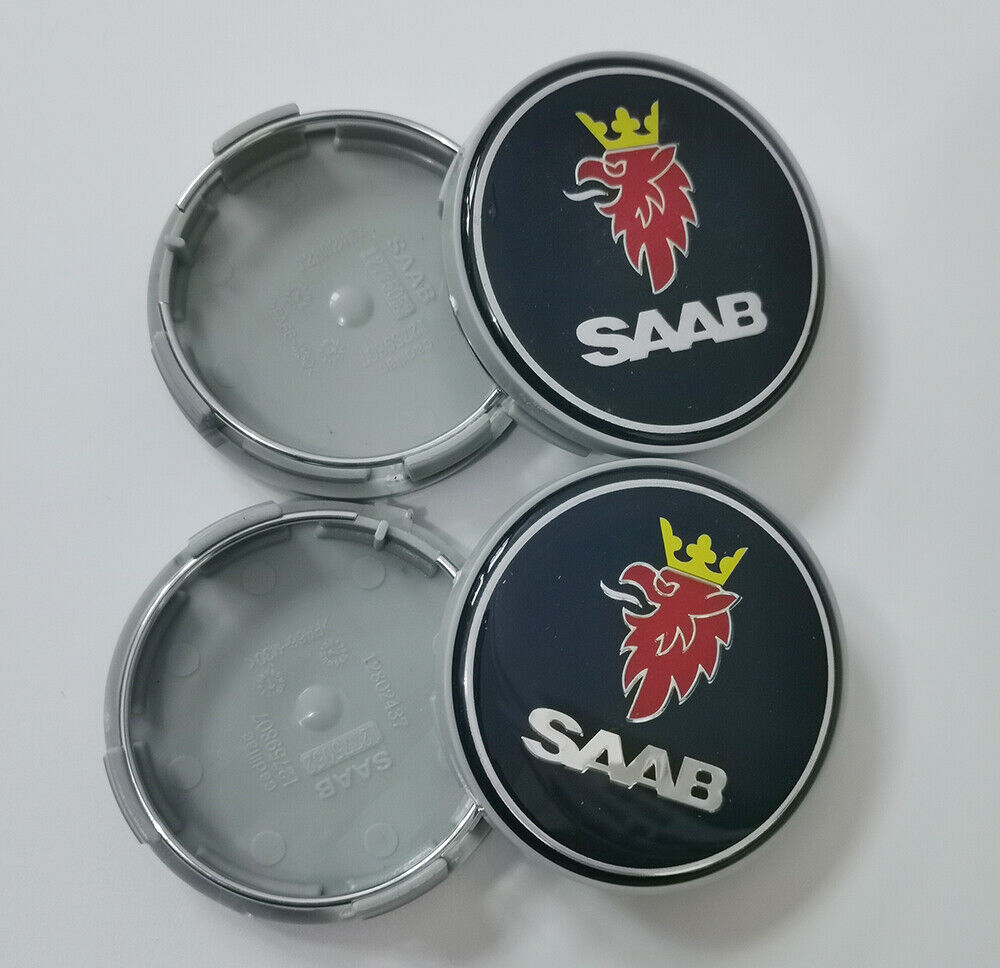 4x63mm Saab 9-3 9-7x 9-5 Blue Wheel Center Cap Emblems Hubcap Rim Cover 12775052