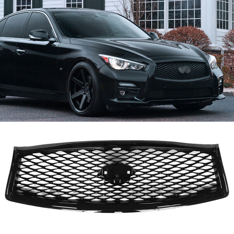 For 2014-2017 Infiniti Q50 Front Bumper Upper Black Grille Grill Honeycomb ABS