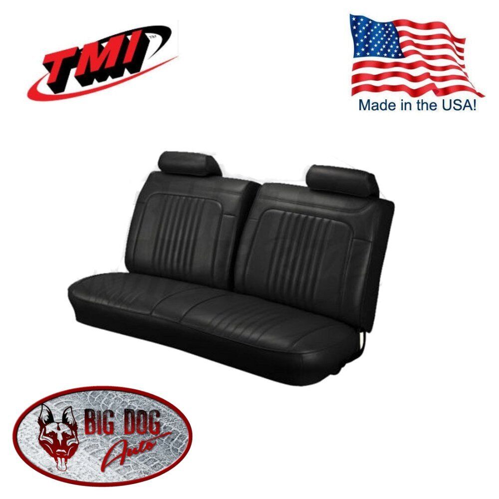 1971-1972 Chevelle, El Camino Black Bench Seat Upholstery w / Headrest, by TMI